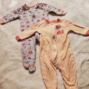 Fox and friends 6-9 month used footie pajamas